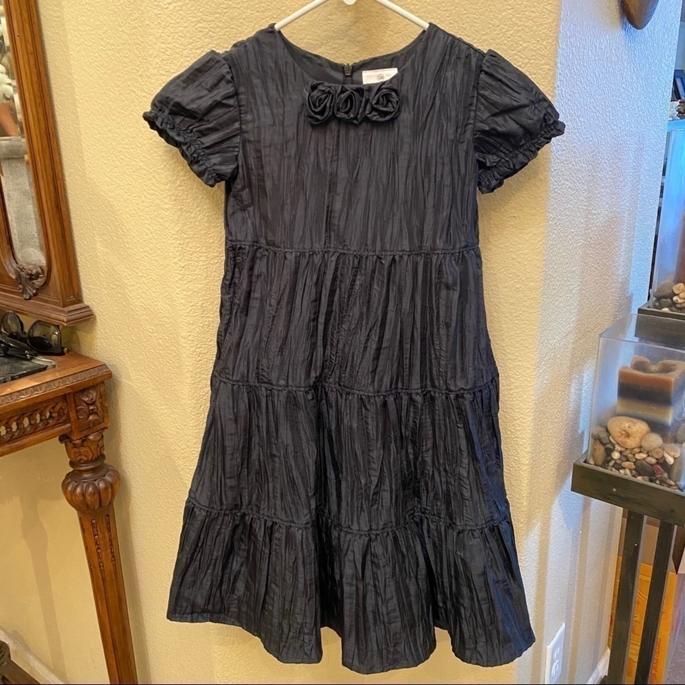 HANNA ANDERSSON Girls Black Party Special Occasion Dress Size 120/6- 7Yrs